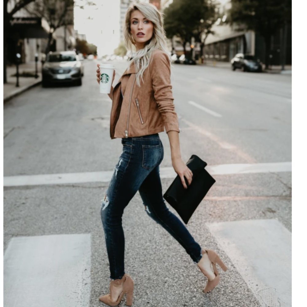 ZOFIA Faux Leather Moto Jacket